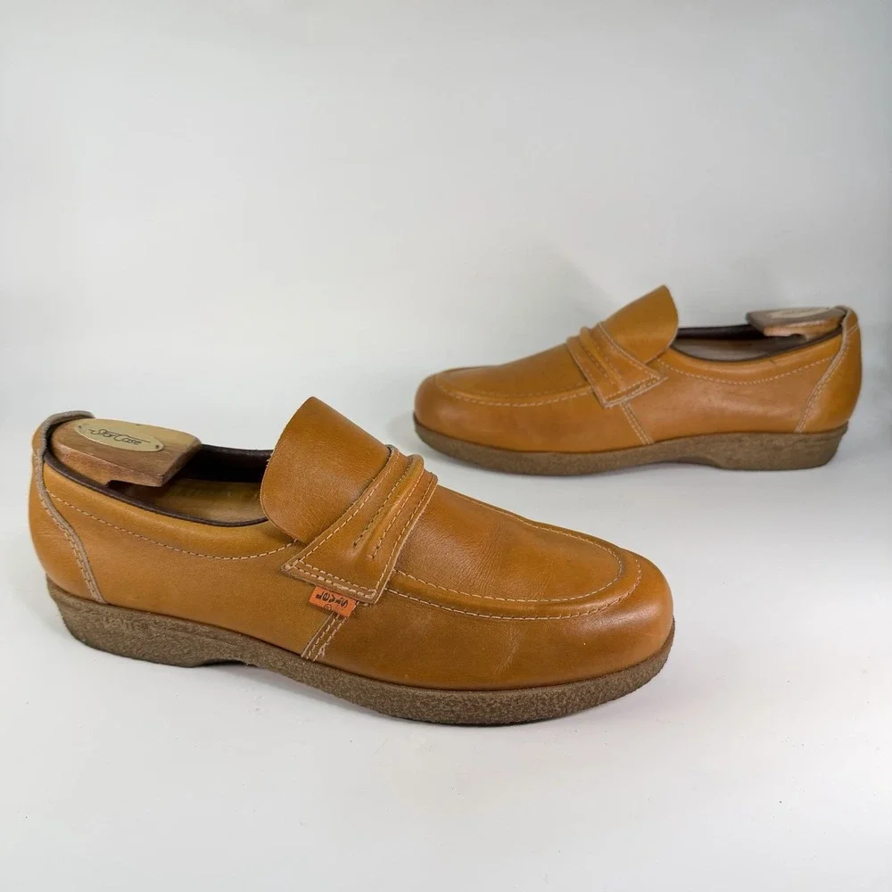 Vtg 1970s Levis Loafers Shoes Mens 10.5 Orange Tab Rubber Gum Soles Disco Hippie